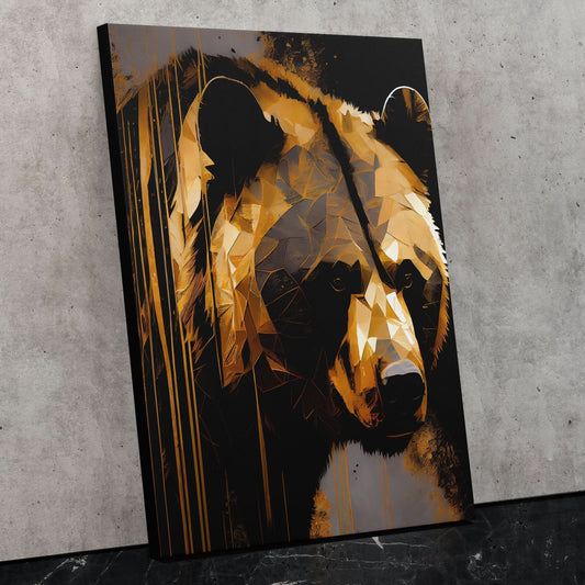 Golden Bear Gazing - Wall Art in Black Frame