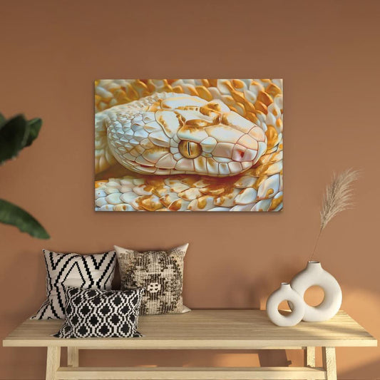 Golden Eyed Snake - Modern Wall Art in Black Frame