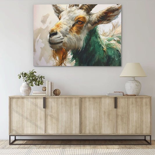 Happy Goat - Wall Art in Black Frame