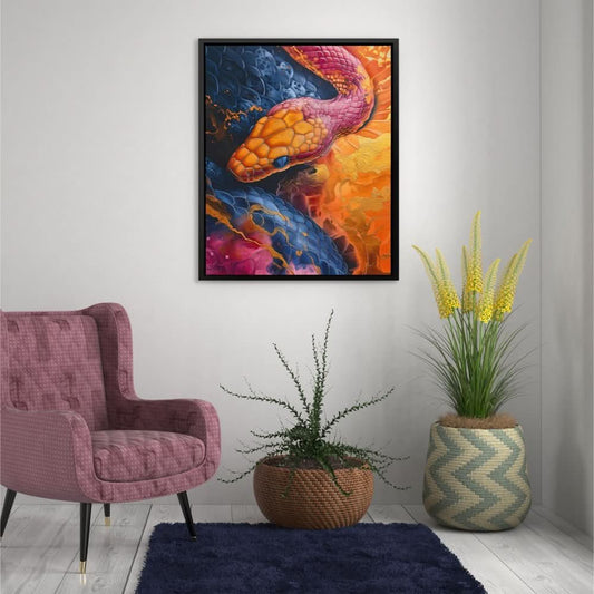 Iridescent Serpent - Wall Art in Black Frame