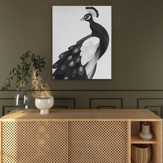 Light Peacock - Minimalist Wall Art in Black Frame