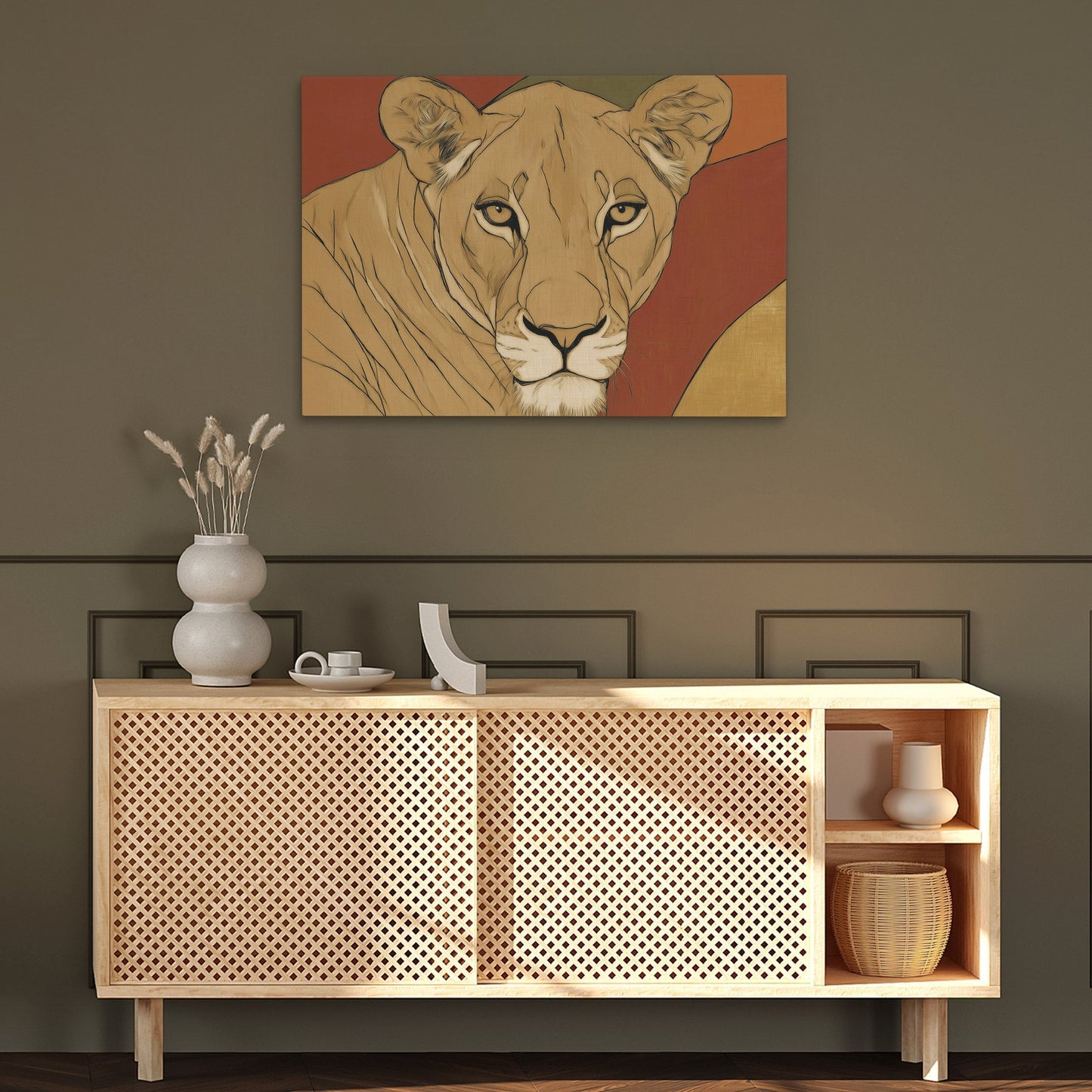 Lioness Autumn Portrait - Luxury Wall Art