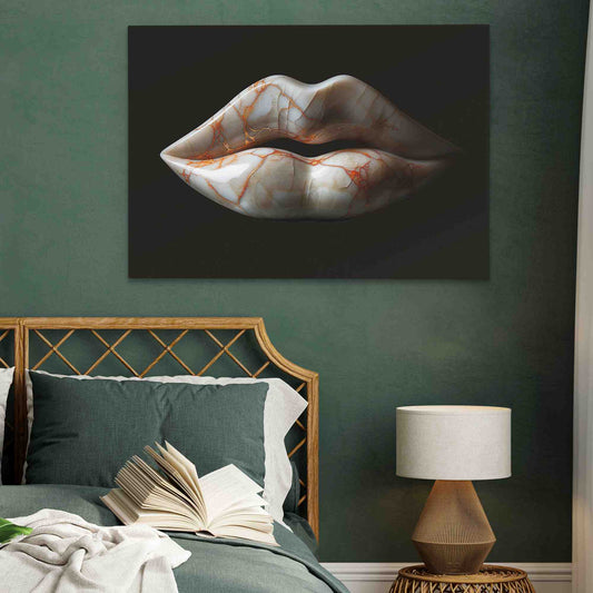 Marble Lips - Wall Art in Black Frame