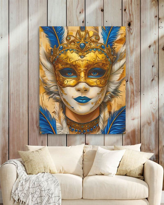 Masked Venetian - Surrealism Wall Art in Black Frame