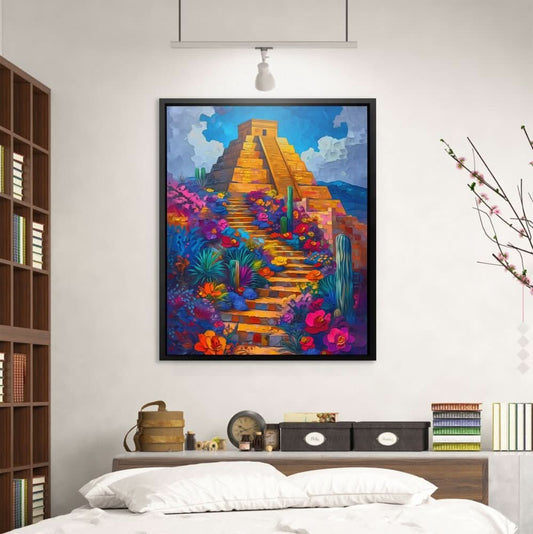 Mexican Pyramid - Contemporary Wall Art in Black Frame