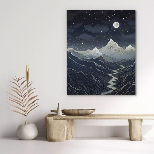 Midnight Mountains - Wall Art in Black Frame