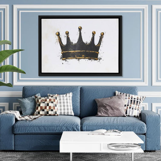 Minimalist Dark Crown - Minimalist Wall Art in Black Frame