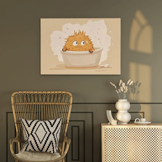 Monster’s Bubble Bath - Minimalist Wall Art in Black Frame