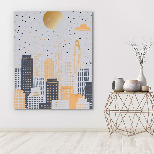 Neutral City - Minimalist Wall Art in Black Frame