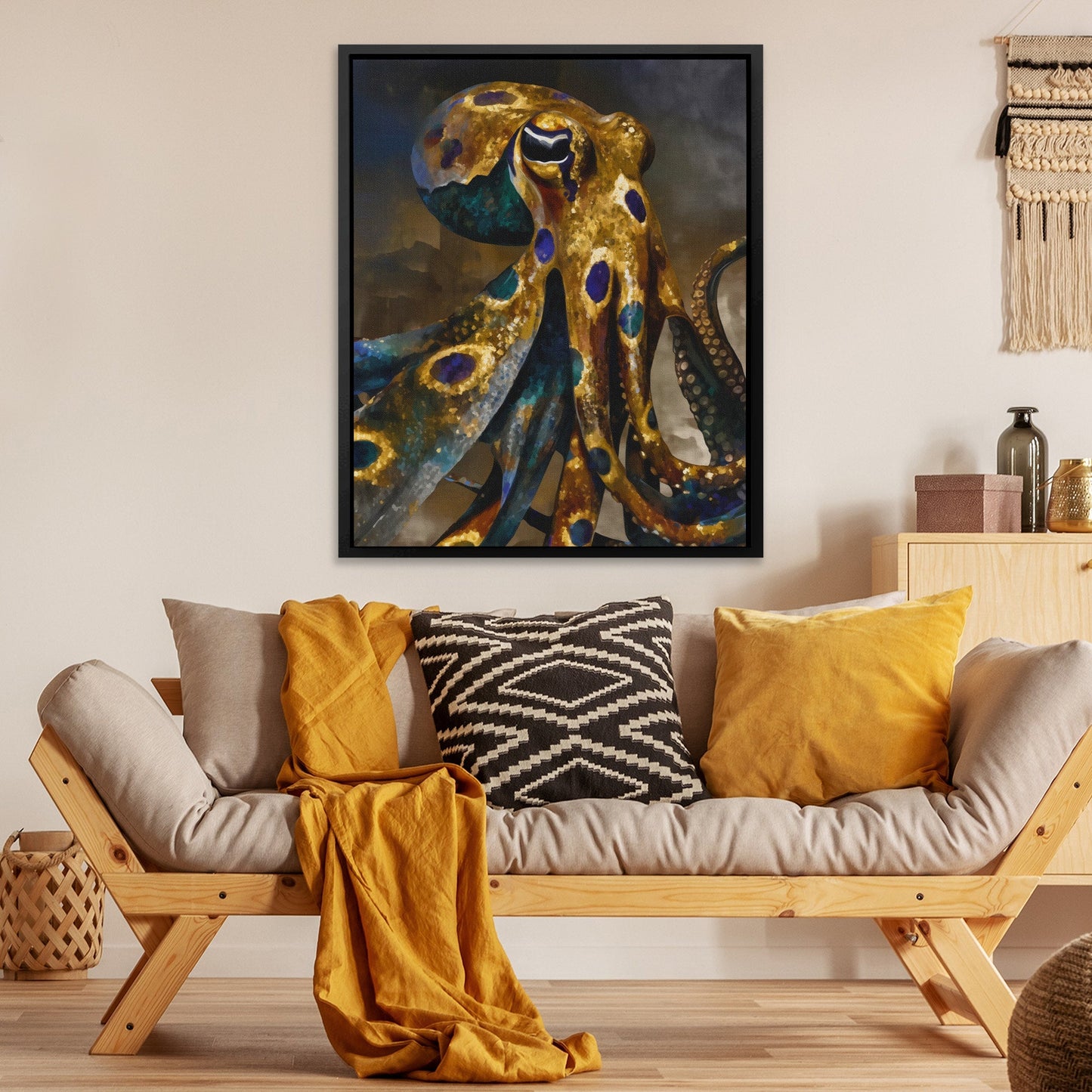 Octopus Golden Depths - Luxury Wall Art