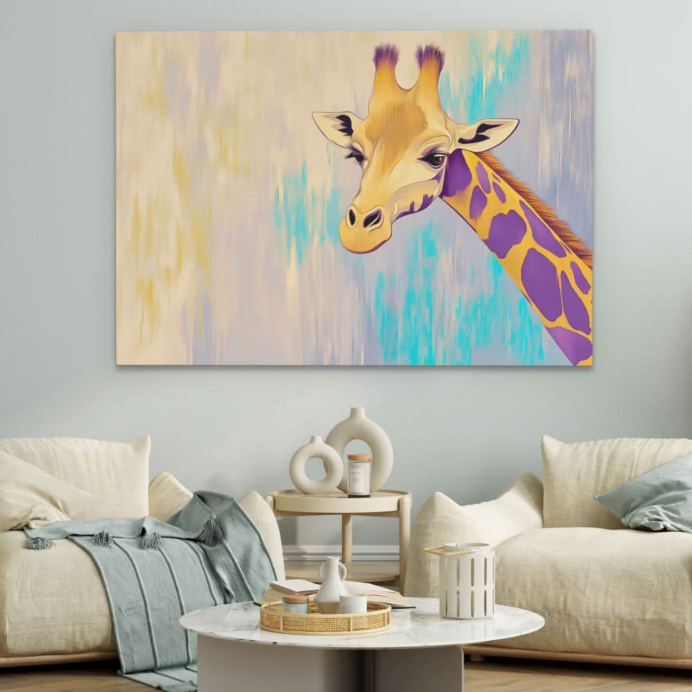Pastel Giraffe - Oversized Animals Canvas Wall Art