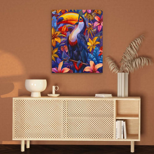 Peaceful Toucan - Contemporary Wall Art in Black Frame