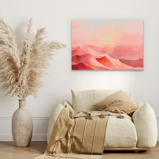 Pink Hills - Abstract Wall Art in Black Frame