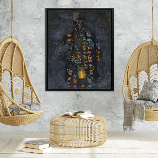 Plague Skulls - Contemporary Wall Art in Black Frame