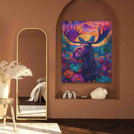 Purple Moose - Surrealism Wall Art in Black Frame