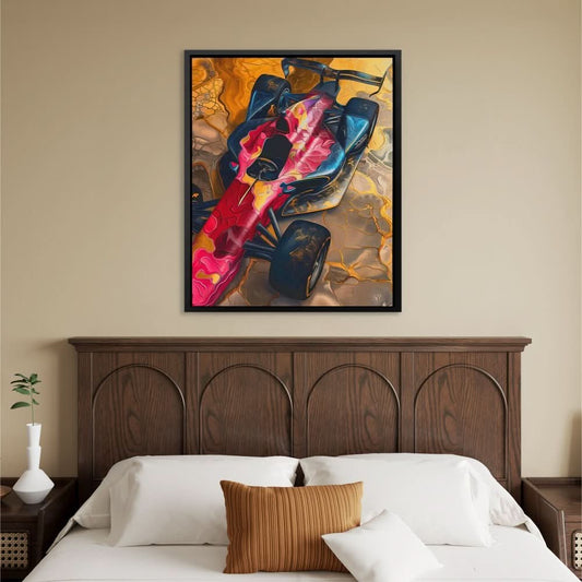 Racing Surrealism - Abstract Wall Art in Black Frame