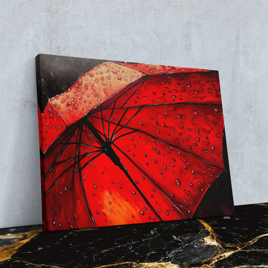 Red Umbrella - Abstract Wall Art in Black Frame