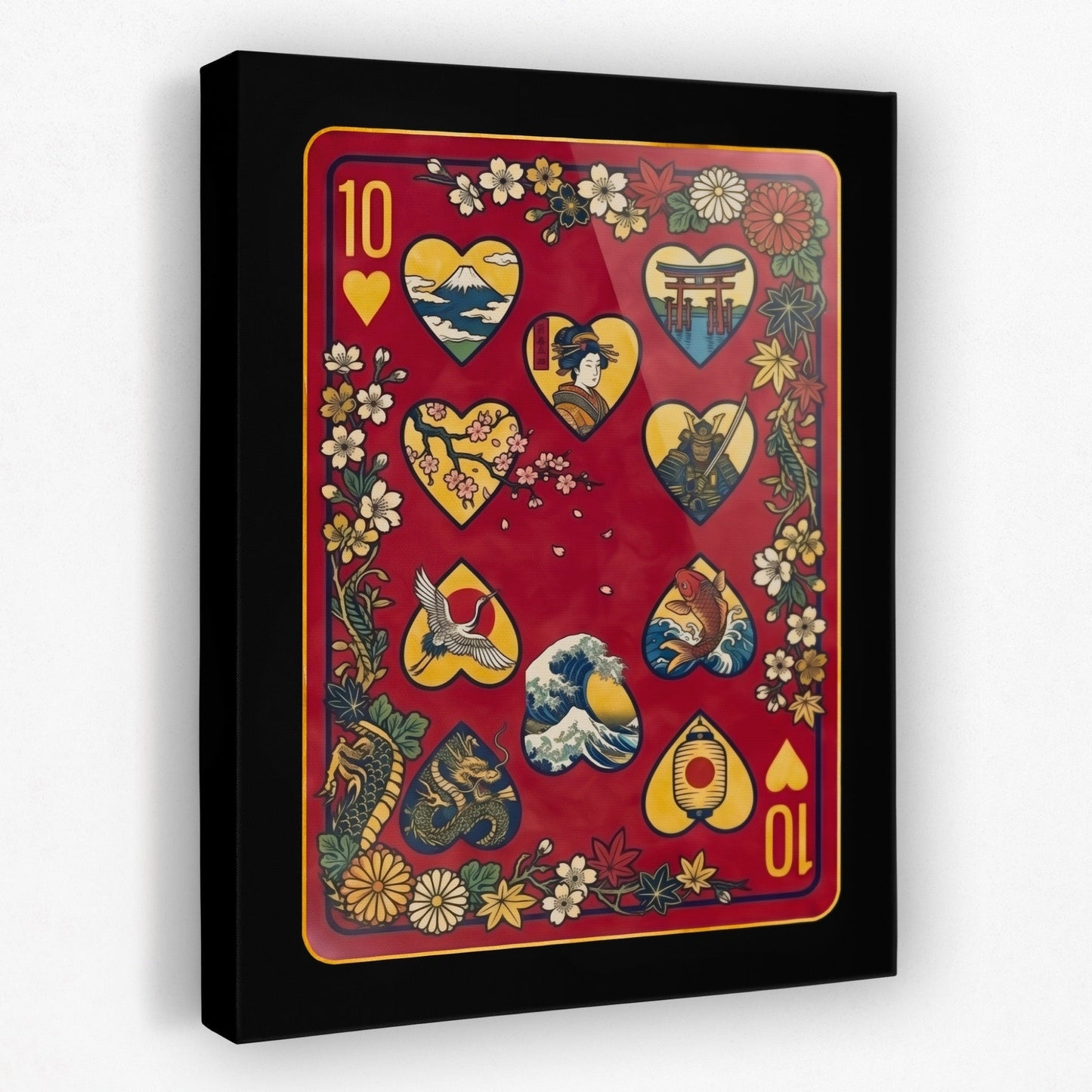 Samurai Poker Canvas Set - Hearts Royal Flush Ten card