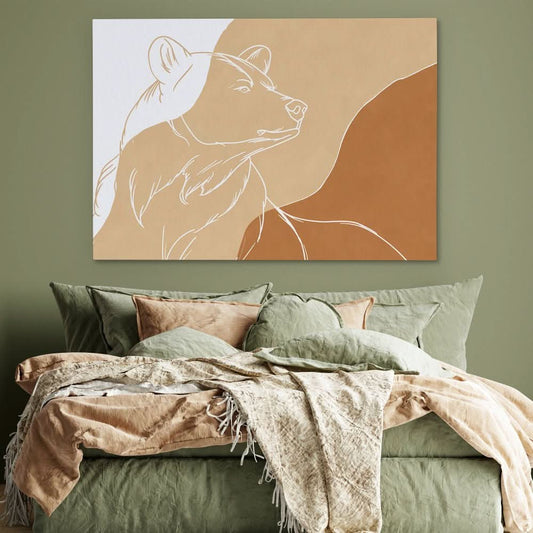 Sandy Bear - Minimalist Wall Art in Black Frame