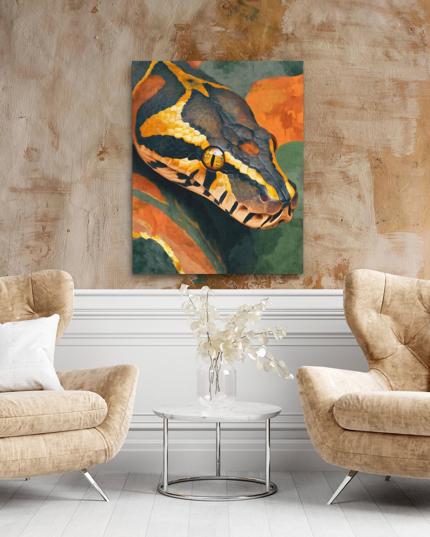 Serpent's Amber Strike II - Luxury Wall Art