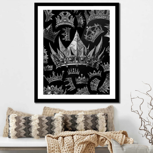 Silver Gothic Crowns Semi - gloss Print - Luxury Wall Art