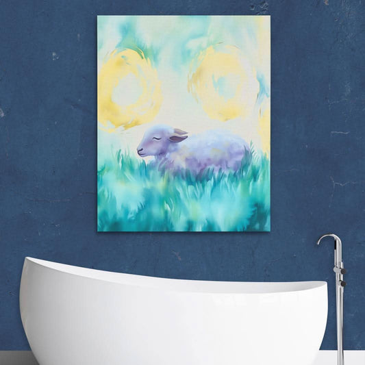 Soft Grass Slumber - Wall Art in Black Frame