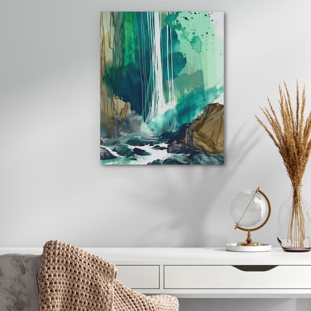 Splashing Waterfall - Impressionist Wall Art Print