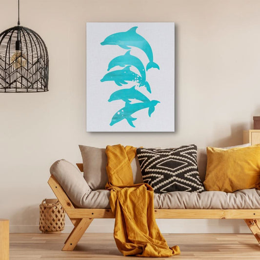 Stacked Dolphins - Wall Art in Black Frame