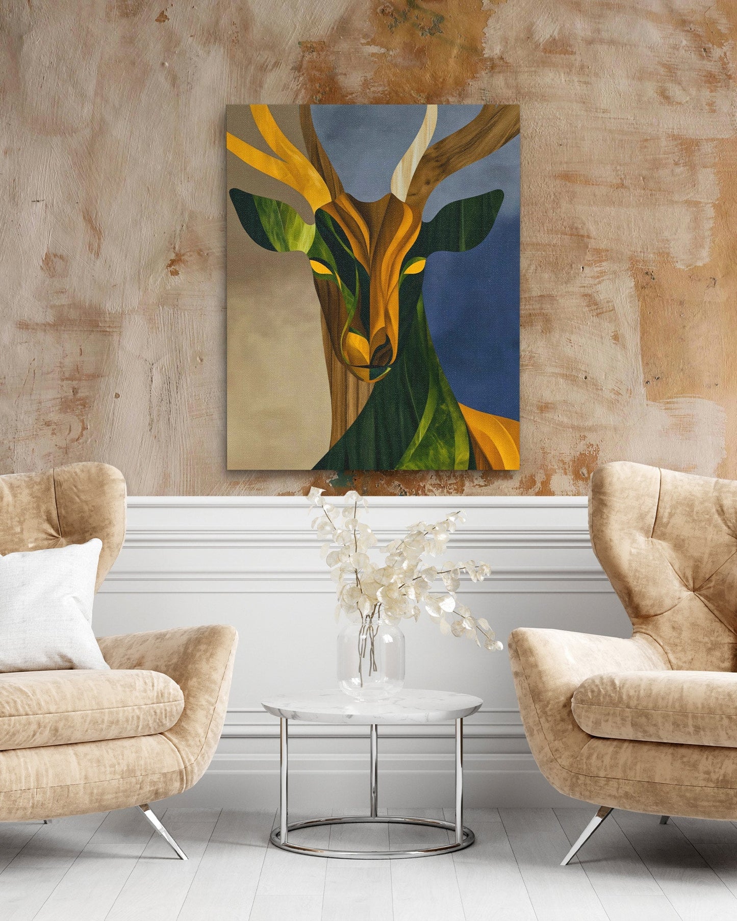 Stag Golden Forest - Luxury Wall Art