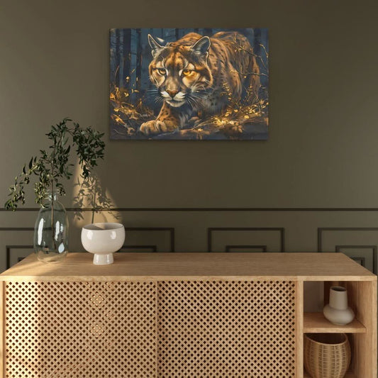 Stalking Lynx - Maximalist Wall Art in Black Frame