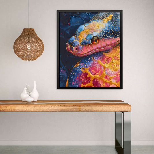 Surreal Snake - Abstract Wall Art in Black Frame