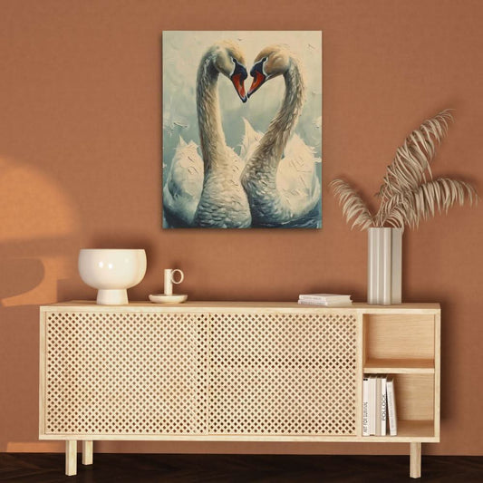 Swan Love - Wall Art in Black Frame