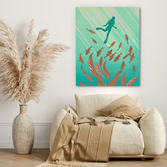 Swimming with the Fishes - Wall Art in Black Frame
