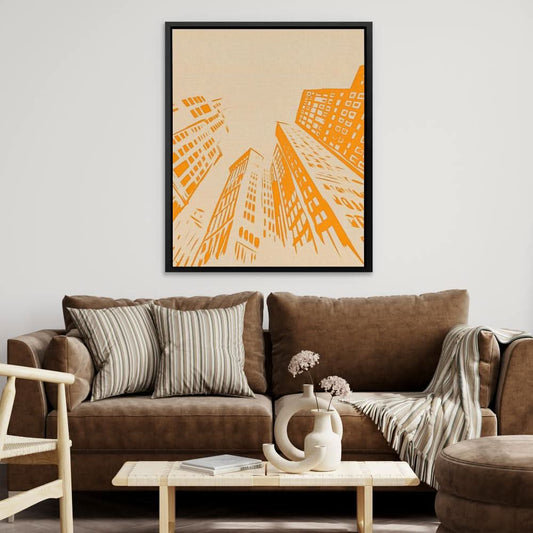 Tall Skyscrapers - Geometric Wall Art in Black Frame