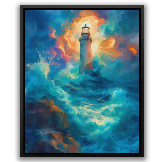 Thrashing Waves - Wall Art in Black Frame