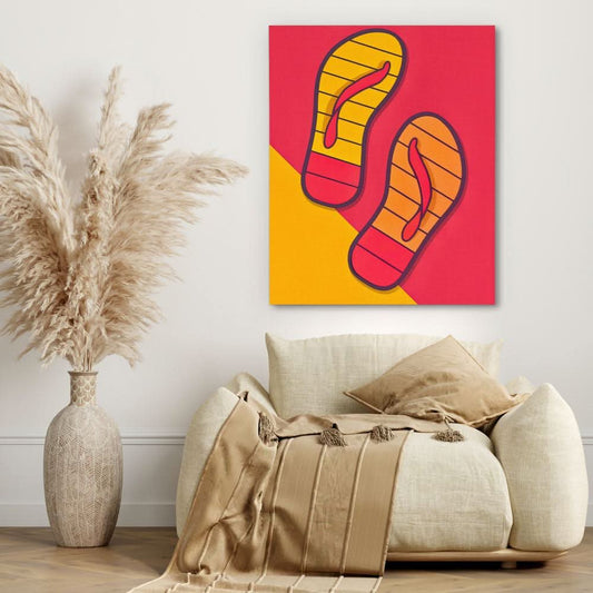 Vibrant Flip Flops - Wall Art in Black Frame