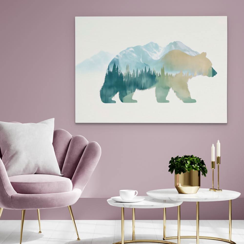 Woodland Echo Bear - Blue Wall Art for Bedroom