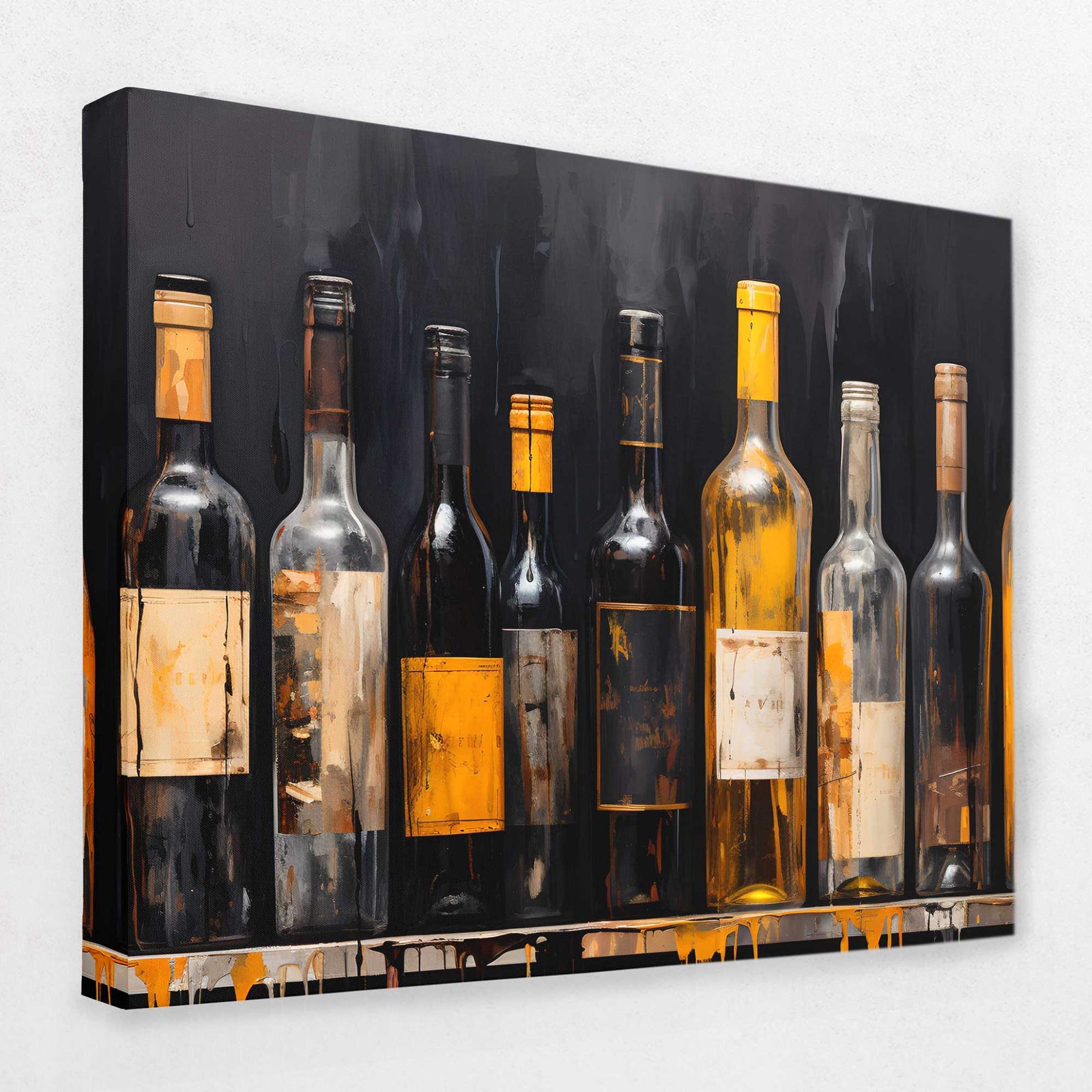 A living room wall displaying canvas art in warm amber and cool blue tones showing how color choices influence room atmosphere