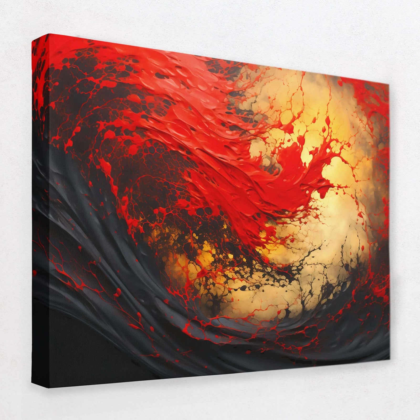A comparison showing different canvas print sizes on a wall above a sofa for scale reference