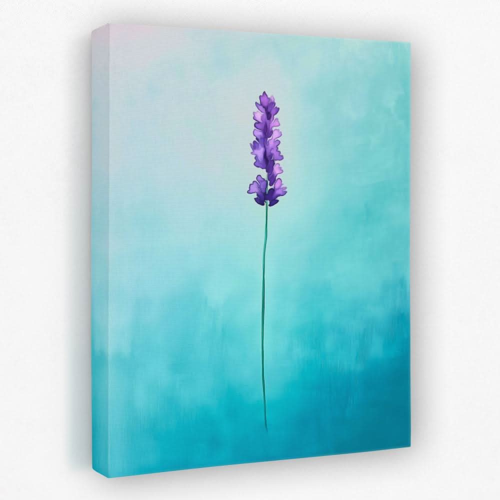 bedroom wall art canvas hung above a bed in soft neutral and blue tones for a calming bedroom