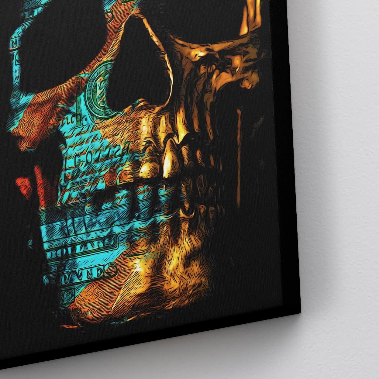 100$ Bill Skull - Large Canvas Print