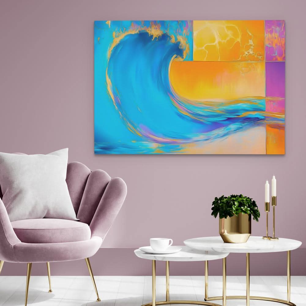 3D Waves - Blue Beach House Canvas Print