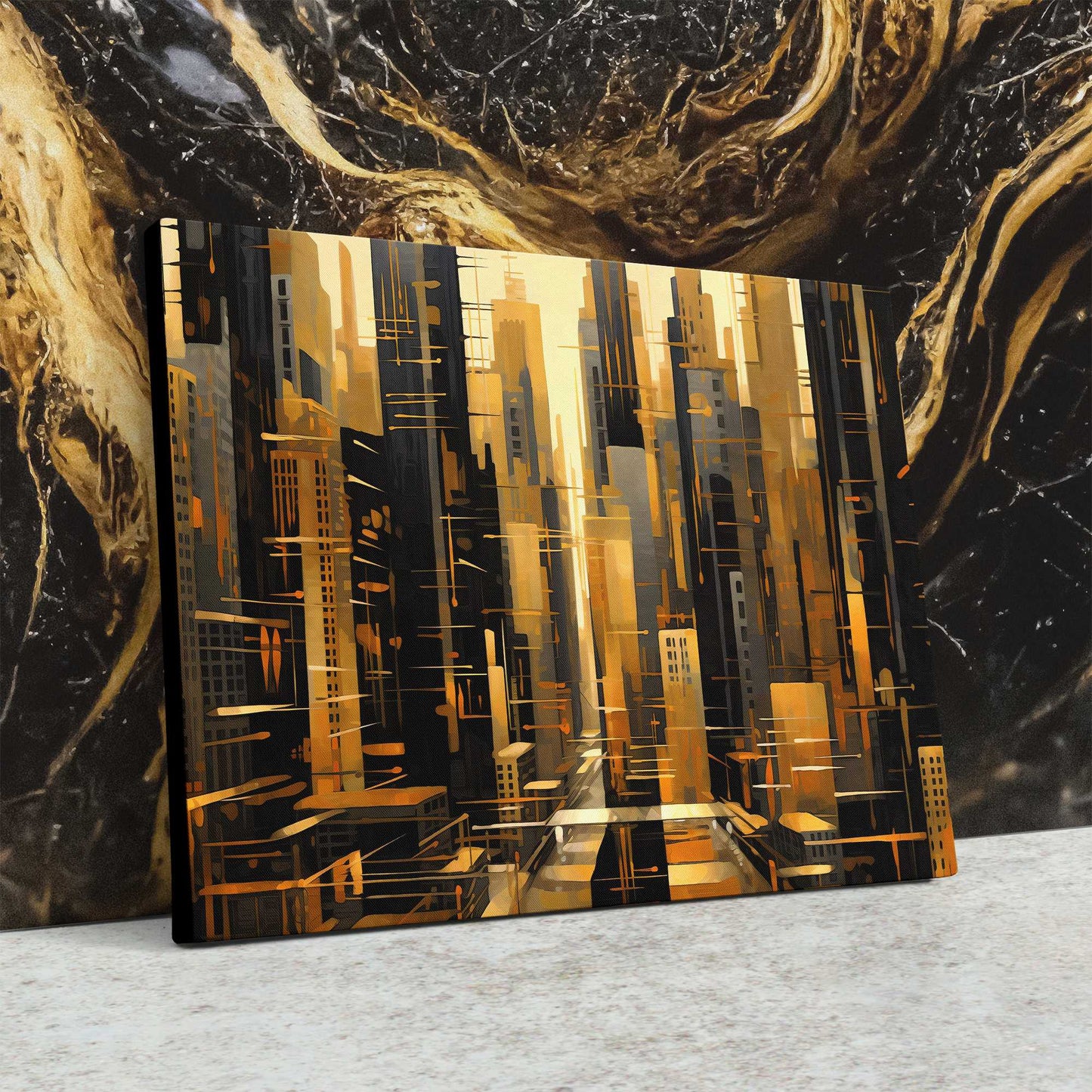 A City of Gold - New York Wall Art in Black Frame