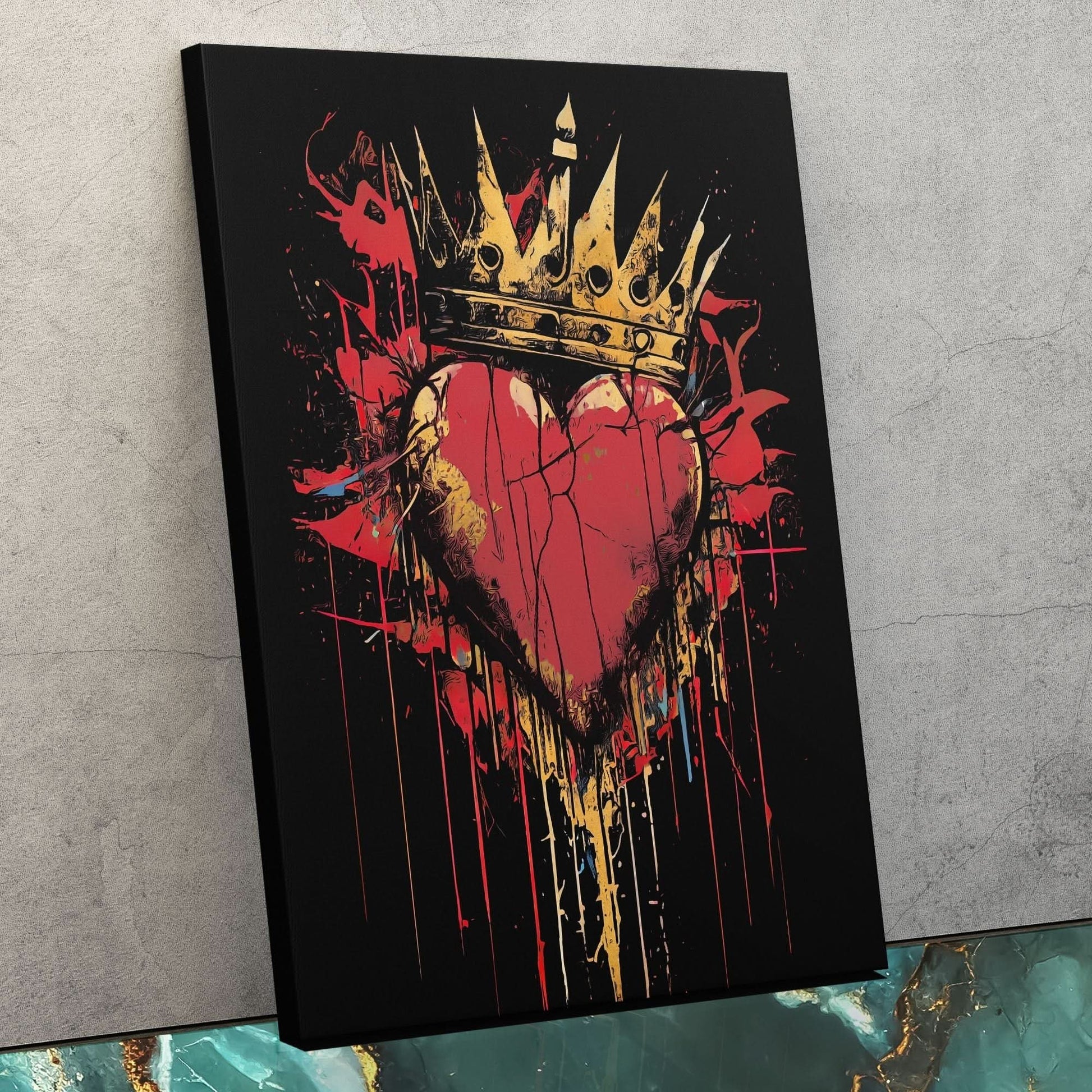 A King's Heart - Pop Art Wall Art in Black Frame