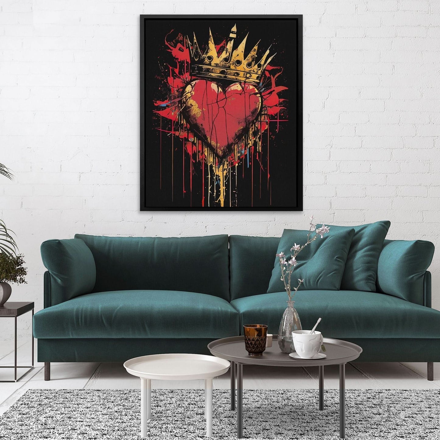 A King's Heart - Crown Wall Art in Black Frame