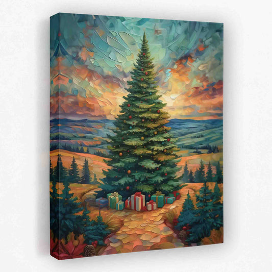 A Merry Christmas Tree - Christmas Canvas Wall Art