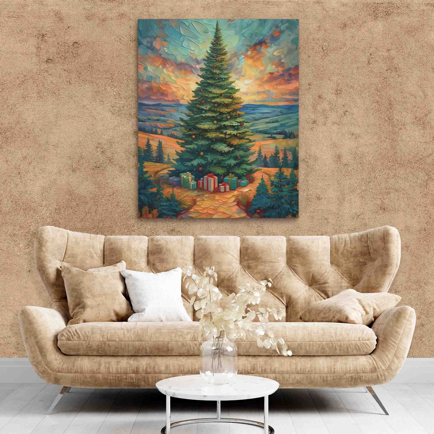 A Merry Christmas Tree - Canvas Wall Art