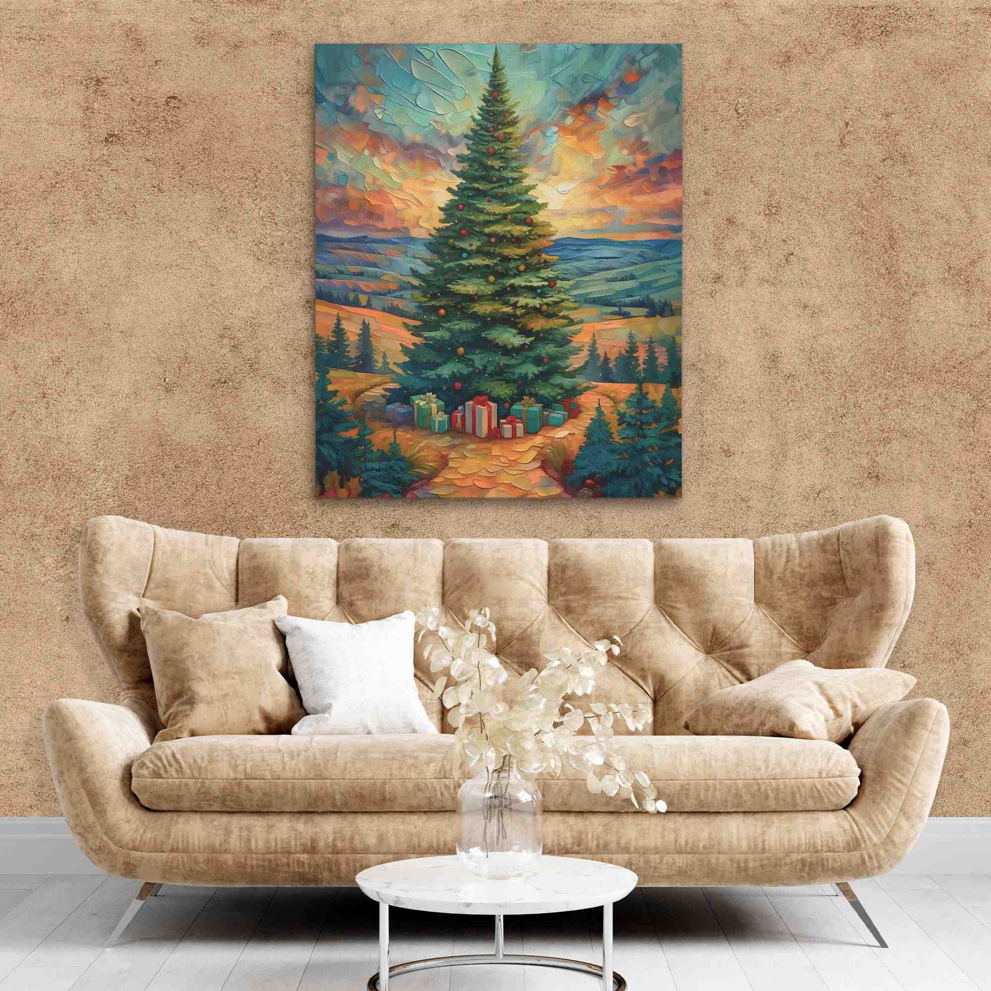 A Merry Christmas Tree - Canvas Wall Art