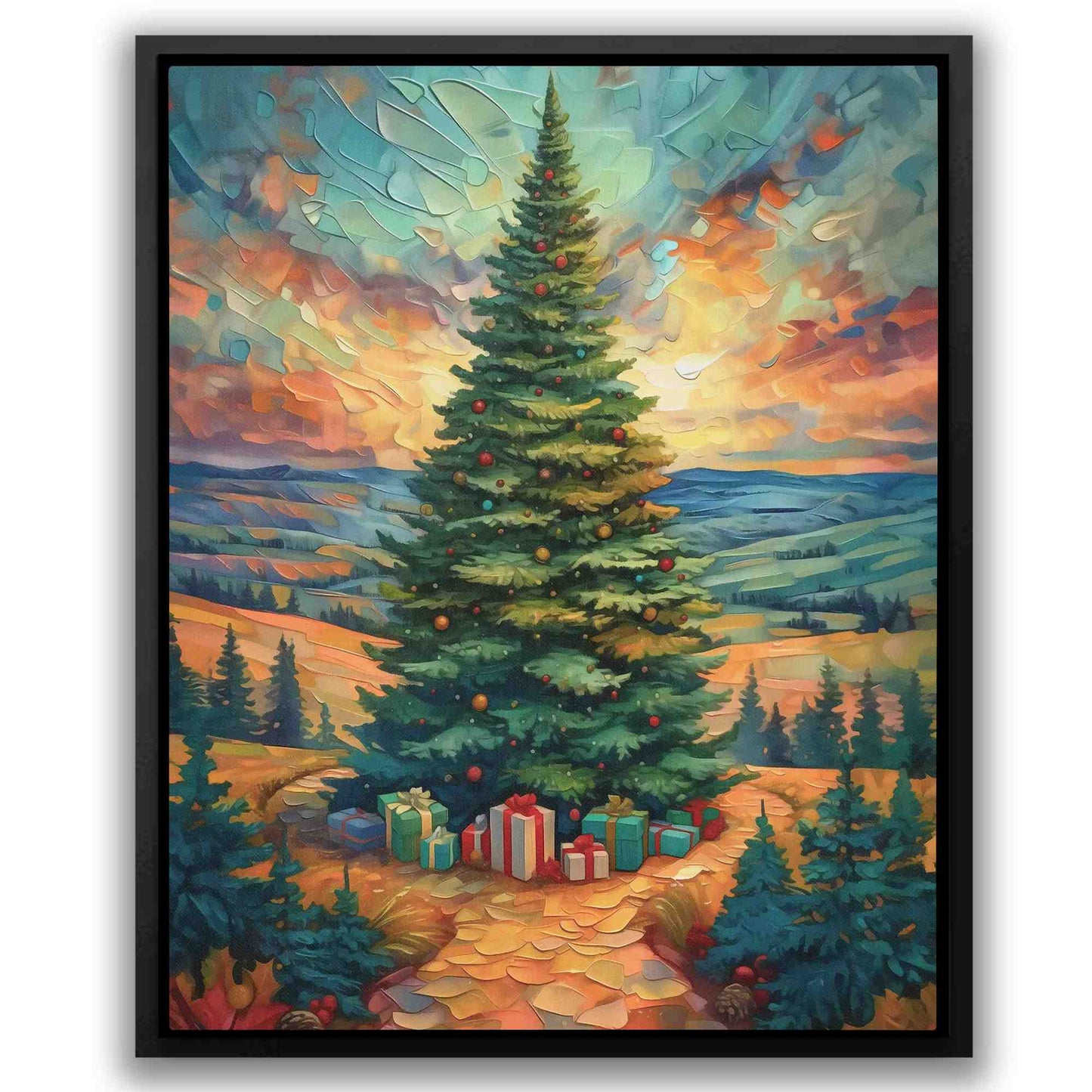 A Merry Christmas Tree - Large Canvas Print