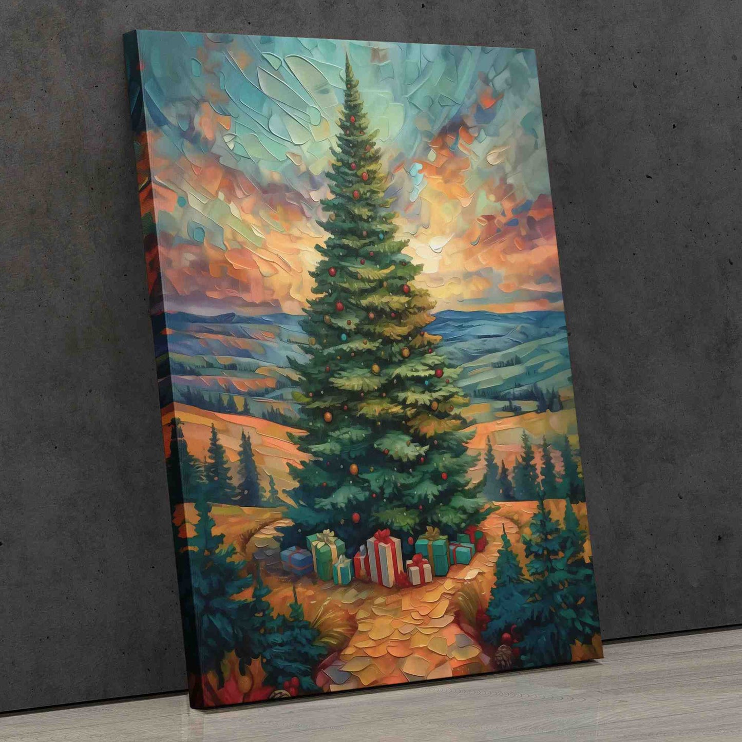 A Merry Christmas Tree - Wall Art in Black Frame